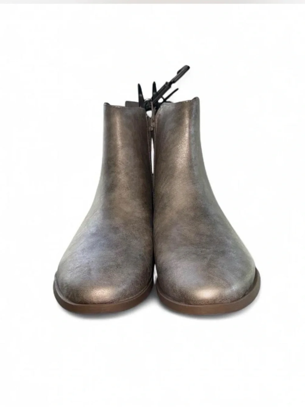Wonder Nation Girls Metallic Taupe Gray Ankle Chelsea Boots Booties Size 6 NWT
